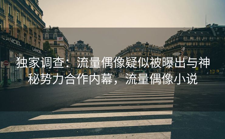 独家调查：流量偶像疑似被曝出与神秘势力合作内幕，流量偶像小说